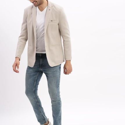 SHOWOFF Men's Single Breasted Slim Blazer (EX-Metty_Cream 