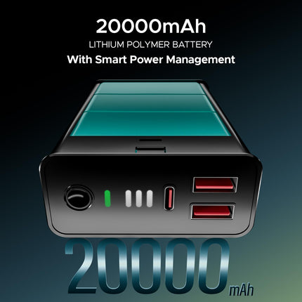 boAt Energyshroom PB400 Pro 20000mAh | Pocket Size, Compact Power Bank w/Type-C Input (2-Way Port), 3X Output Ports, Compatible with Tablets, Smartphones, Earbuds, Smartwatch(Carbon Black) 