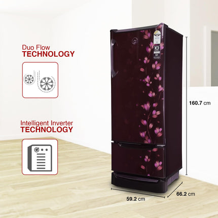 Godrej Edge 237 L 3 Star With Duo Flow Technology Reducing Cooling Loss by 50% Inverter Direct Cool Single Door Refrigerator (RD EDUO 270C TDI JD WN, Jade Wine) 
