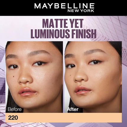 Maybelline New York Super Stay Lumi-Matte Liquid Foundation - 220, Up To 30H Long Wear, Water & Transfer Proof. SuperStay Lumi-Matte Liquid Foundation comes with Non-comedogenic & Vegan Formula | 35ml 