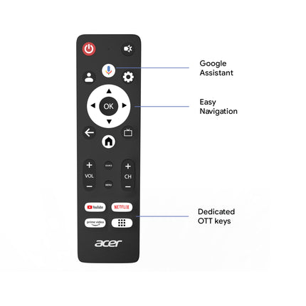 acer 139 cm (55 inches) G Series 4K Ultra HD Smart LED Google TV AR55GT2851UDFL (Black) 