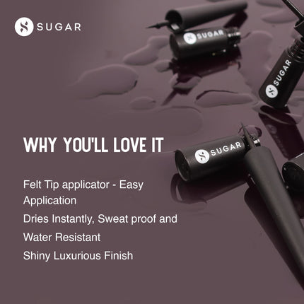 SUGAR Cosmetics Gloss Boss 24Hr Glossy Eyeliner Gel With Brush | Smudeproof & Waterproof - 01 Back In Black (Black Eyeliner) | 3Ml 