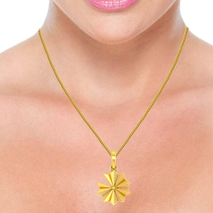 P.C. Chandra Jewellers 14Kt (585) Yellow Gold Fine Designer Gold Flower Design Pendant (Without Chain) 