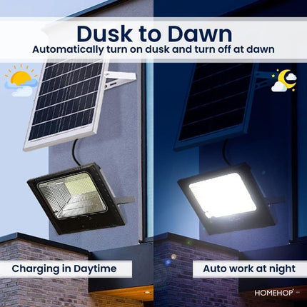 Homehop Solar Light Outdoor Home 50W Flood Led Waterproof Automatic Decorative Wall Mount Lamp for Home,Garden,Balcony Patio with Remote Control (ABS, 174 LED) 