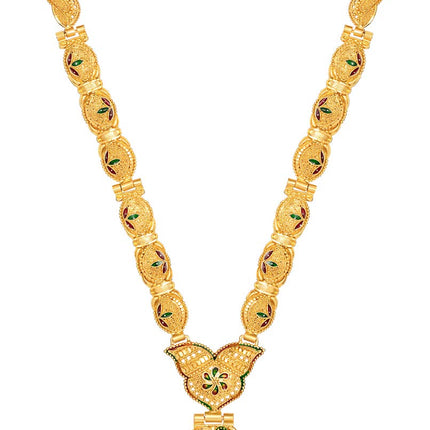 Shining Diva Fashion Latest Long Design Necklace Set For Women Traditional One Gram Gold Plated Jewellery Set for Women (Golden) (11503s) 