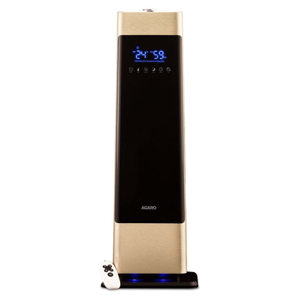 AGARO Royal Cool Mist Top Fill Ultrasonic Humidifier, For Bedroom, Home, Office, Multifunction Touch Panel With Led Diplay And Remote, 360° Nozzle, Super Quiet, Auto Shut Off(Black), 8 liter 