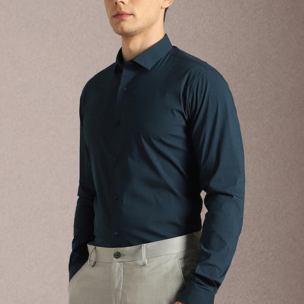 Louis Philippe Men's Solid Slim Fit Shirt (LASFASSPM79184_Blue 