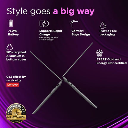 Lenovo Yoga Pro 7 Ryzen AI 9 365 (32GB RAM/1TB SSD/Copilot+PC/14.5"(36.8cm)/2.8K WQXGA+OLED/120Hz/Windows11/Office Home 2024/Grey/1.54Kg), 83HN0027IN AI Laptop 