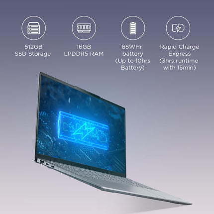 Lenovo Yoga Slim 6 12th Gen Intel Evo Core i5 1240P 14"(35.5cm) 2.2K 300Nit Laptop (16GB/512GB SSD/60Hz Refresh/Win 11/Office 21/Backlit KB/1Yr Warranty/Alexa/3 Month Game Pass/Grey/1.3Kg), 82WU0095IN 