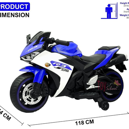 Nexus Product Kids Bike R3 Toy with Rechargeable Battery Operated Ride On for Kids to Drive | Electric Bike for Children [3 to 8 Years, Large, Blue+White] 