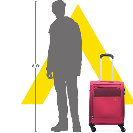 Aristocrat Cabin Oasis Plus Size Soft Luggage (55 Cm)|Spacious Polyester Trolley with 4 Spinner Wheels and Combination Lock|Dazzling Red|Unisex|5 Year Warranty 