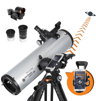 Celestron – StarSense Explorer DX 130AZ Smartphone App-Enabled Telescope – Works with StarSense App to Help You Find Stars, Planets & More – 130mm Newtonian Reflector – iPhone/Android Compatible 