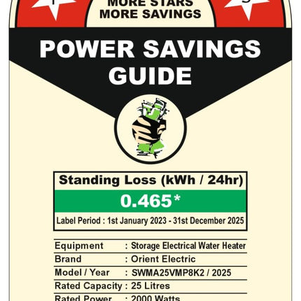 Orient Electric Enamour Classic Pro Geyser|25L Storage Water Heater| High Pressure Epoxy Coated Tank|5 Star rated |8 bar pressure compatibility |Suitable for high rise buildings |5 years tank warranty 