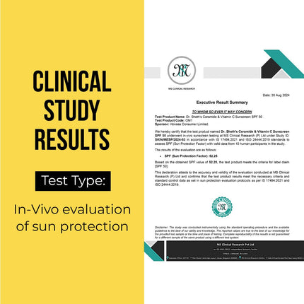 Dr. Sheth's Ceramide & Vitamin C Sunscreen | SPF 50+ Pa+++ | In-Vivo Tested | For Bright Skin & Healthy Glow | Non-Greasy, Quick-Absorbing, No White Cast | UVA/B & Bluelight Protection | For Men & Women | For All Skin Type | 30 g 