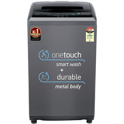 Panasonic 6 Kg 4 Star Fully-Automatic Top Load Washing Machine ( NA-F60LF1HRB, Grey, Durable Metal Body, 8 Wash Program, Aquabeat wash technology, One touch smart wash) 