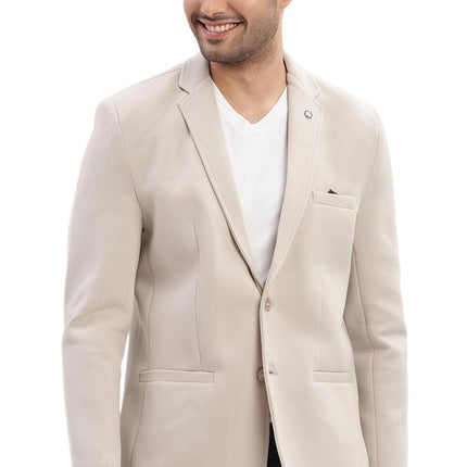 SHOWOFF Men's Single Breasted Slim Blazer (EX-Metty_Cream 