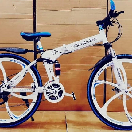 Amaze Kai Dual Suspension Bikes Latest Bmv Foldable Gear Cycle for Men with 21 Speed Gear 6 Spoke | Folding Mountain Bike with Double Disc Break & Mac Wheel, 26 Inch, (White) 