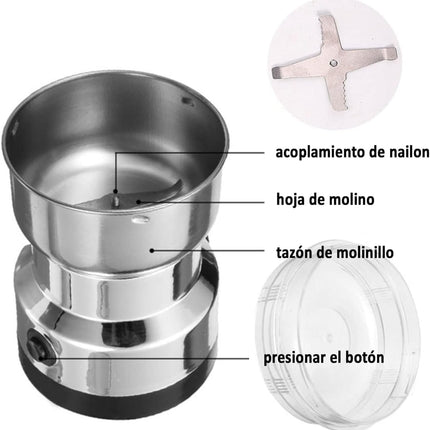 Stainless Steel Mini Electric Grinder – Compact Coffee, Spice, Masala, Nut & Grain Crusher, Portable Mixer Machine for Home Kitchen Use 