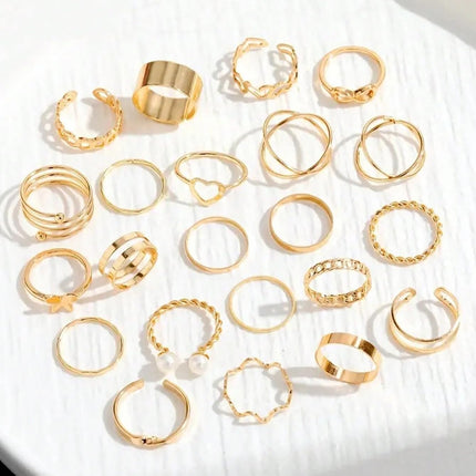 YouBella Fashion Jewellery Celebrity Inspired Combo of Latest Stylish Stackable Kunckle Rings Set for Women and Girls (Gold) 