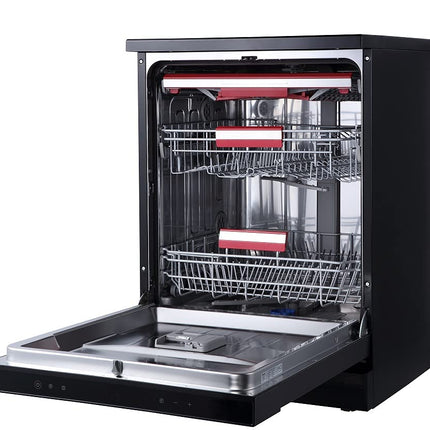 TOSHIBA 15 Place Settings (DW-15F2(BS)-IN, Black Stainless Steel, UV-LED For Better Hygiene), Large 