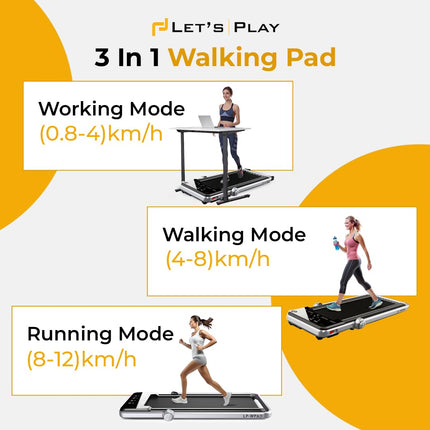 Let's Play Walking Pad Treadmill for Home Foldable 4.5HP Peak DC Motor - Foldable Under Desk Running Machine, 12km/hr Speed, 120kg Capacity (1 Year Warranty) 