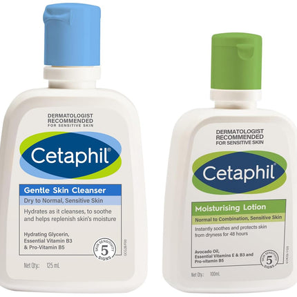 Cetaphil Gentle Skin Cleanser, 125 Ml & Moisturising Lotion 100 Ml 