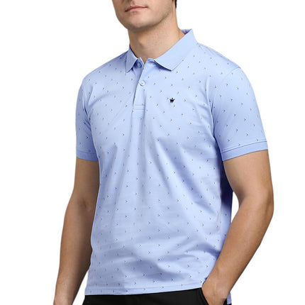 Louis Philippe Men's Cotton Regular Fit T-Shirt (LPKPMRGFV16285_Light Blue, Medium 