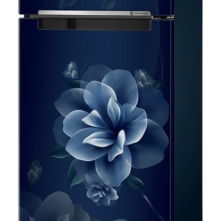 Samsung 236L 2 Star Inverter Frost-Free Double Door Refrigerator Appliance (RT28C3122CU/HL,Camellia Blue), Base Stand Drawer 