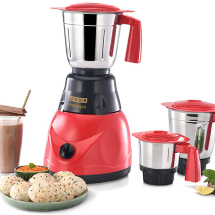 USHA SpeedMax 500-Watt Copper Motor Mixer Grinder with 3 Jars (Red/Black) 