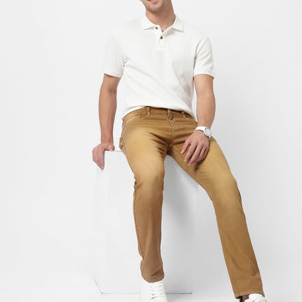 Urbano Fashion Men's Khaki Slim Fit Washed Jeans Stretchable (aveps700spr-khaki-34) 