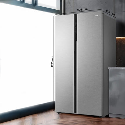 Haier 596 L, 3 Star, 100% Convertible Fridge Space, Expert Inverter, Frost Free Side by Side Refrigerator, (HES-690SS-P, Shiny Silver) 