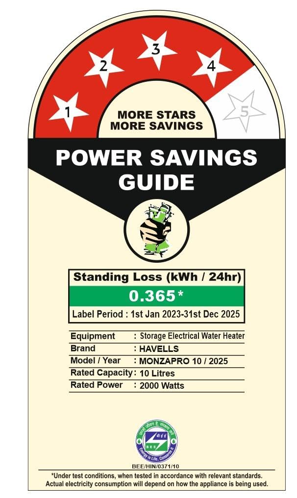 Havells Monza Pro 10L Storage Water Heater(Geyser)|Faster Heating|Safer to use|Saves electricity|Engineered for Hard Water|Endurashield Coated Anti Rust Tank|Whirlflow Technology|High Rise suitable 