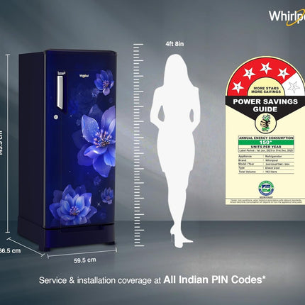 Whirlpool 192 L 4 Star Icemagic Powercool Direct-Cool Single Door Refrigerator with Base Drawer (215 IMPC ROY 4S SAPPHIRE MULIA-Z) 