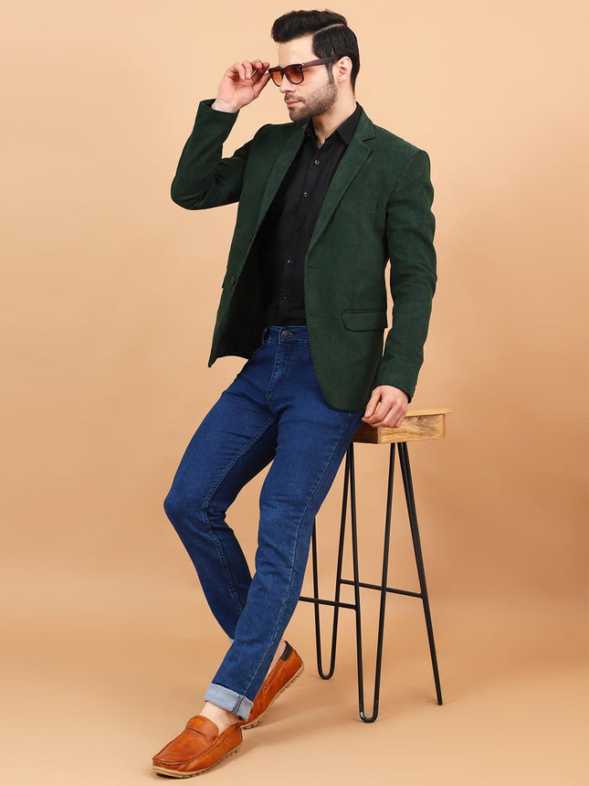 WINTAGE Men's Corduroy Cotton Green Blazer : 42/ L : blazer1544 
