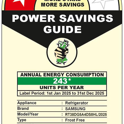 Samsung 350 L, 3 Star, Convertible 5-in-1, Digital Inverter, Frost Free Double Door, WiFi Enabled Bespoke AI Refrigerator (RT38DG5A4DS8HL, Elegant Inox, Silver) 