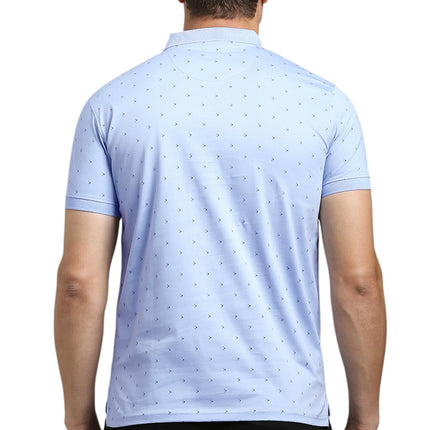 Louis Philippe Men's Cotton Regular Fit T-Shirt (LPKPMRGFV16285_Light Blue, Medium 