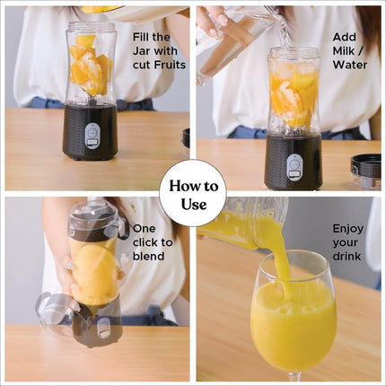 Salt PureBlend Sport Portable Blender for Smoothies, Protein Shakes, Crushing Ice | Sipper Lid | 4000 mAh Battery, USB-C Port | 230W Motor | 400 ML (Black) 