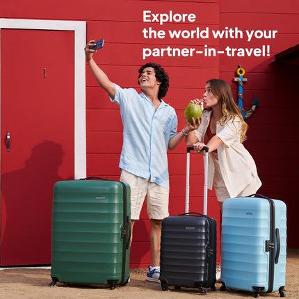 American Tourister Trolley Bag for Travel | Barcelona 55 Cms Polycarbonate Hardsided Small Cabin Luggage Bag | Suitcase for Travel | Trolley Bag for Travelling, Gunmetal, 4, Spinner 