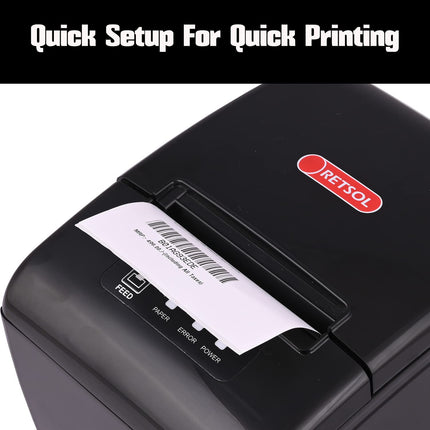 RETSOL RTP-82UE 200mm Thermal Receipt Printer with LAN Interface & USB Connectivity Monochrome Desktop Barcode Printing and Label Printing Compatible with Windows & Linux (1 Pc) 