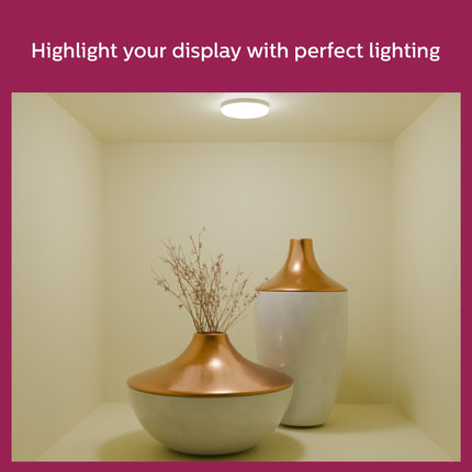 PHILIPS Rimless Full Glow 5-watt Round LED Surface Downlighter | Striker Surface Under Cabinet LED Light for Decoration | Warm White, Pack of 1 
