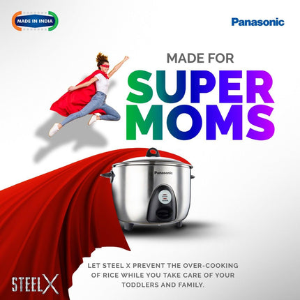 Panasonic SR-G18(SUS) I 660 Watts I Fully 304 Stainless Steel Automatic Electric Rice Cooker 1.8 Litres |3 Layer Stainless Steel Clad Pan, Lid and Plate I Cooks upto 1 Kg Raw Rice|With Keep Warm 