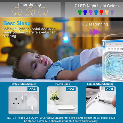 Exxelo 15 YEARS WARRANTY Mini-cooler-for room-cooling-mini-cooler-ac-portable-air-conditioners-for Home-Office-Artic-Cooler-3-In-1-Humidifier-Purifier-Mini-Cooler-air-conditioners_Multicolor 