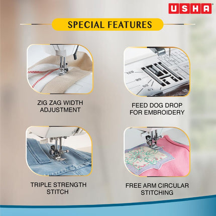 Usha Janome Automatic Stitch Magic Sewing Machine with 57 Stitch Function(White And Blue) 