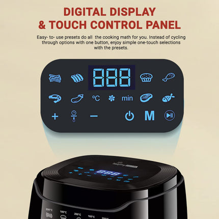 INALSA Air Fryer 4.2 ltr|1400 W with Air Crisp Technology|Temperature & Timer Control|8 Preset Menu & Digital Display|Air fry, Bake,Roast,Reheat,Dehydrate|Airfryer Recipe book(Tasty Fry Digital) 