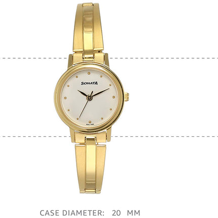 Sonata Quartz Analog White Dial Stainless Steel Strap Watch for Women-NS8096YM04 