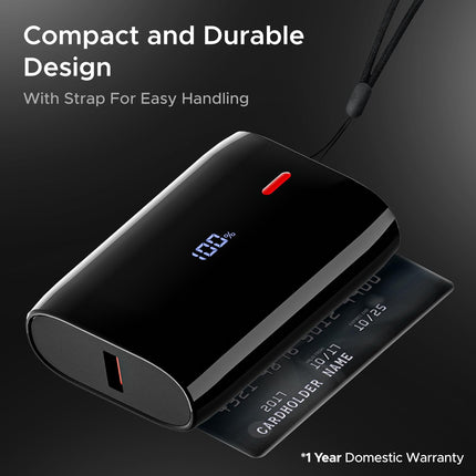 boAt EnergyShroom PB300 Air 10000 mAh 22.5W Pocket Size Power Bank with Compact and Lightweight Design, LED Battery Display, 12 Layer Smart IC Protection & Smart Power Management(Carbon Black) 