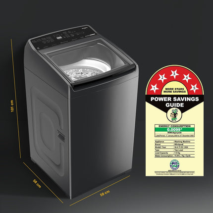 Whirlpool 7.5 Kg 5 Star StainWash Royal Plus Fully Automatic Top Load Washing Machine (SW ROYAL PLUS 7.5 (H) GREY 10YMW with In-Built Heater) 
