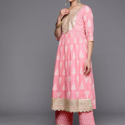 Libas Women's Pure Cotton Kurta Sets (34251_Pink 