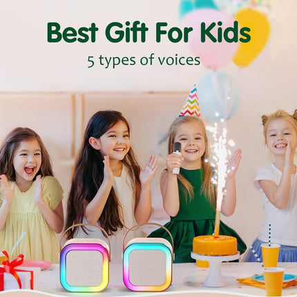 GRAWOK Karaoke Machine for Kids Adults, Mini Portable Blue-Tooth Karaoke Speaker with Wireless Microphone and Dynamic Lights Birthday Gift Home KTV Outdoor Travel (Multicolor) 