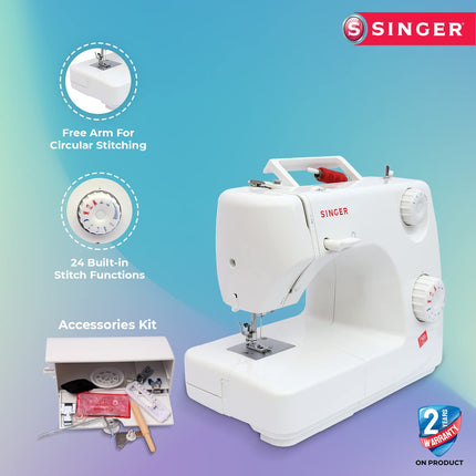 Singer 8280 Zig Zag Sewing Machine,8 Built in Stitches, 24 Stitch Function, Auto Needle Threader(White),70W Powerful motor 